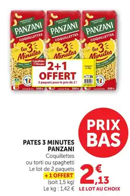 Hyper U Panzani pâtes 3 minutes offre