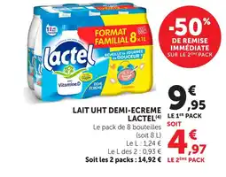 Hyper U Lactel lait uht demi-écrémé offre
