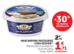Hyper U Casa azzura mascarpone pasteurisé offre
