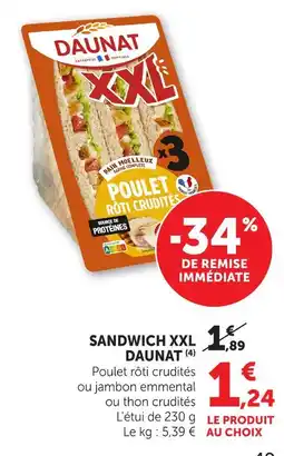 Hyper U Daunat sandwich xxl offre