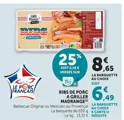 Hyper U Madrange ribs de porc à griller offre