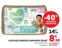 Hyper U Pampers couches harmonie geant offre