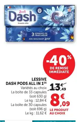 Hyper U Dash lessive pods all in 1 offre