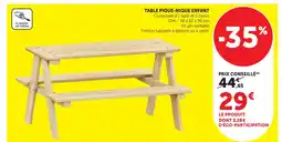 Hyper U Table pique-nique enfant offre