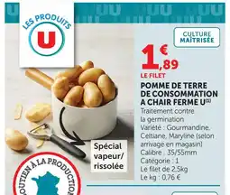 Hyper U U pomme de terre de consommation à chair ferme offre