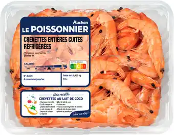 Auchan Supermarché Sans marque crevettes entières cuites réfrigérées offre