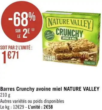 Géant Casino Nature valley barres crunchy avoine miel offre
