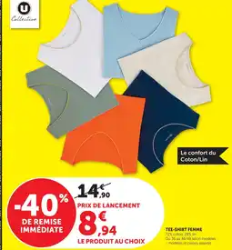Super U U collection tee-shirt femme offre