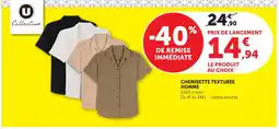 Super U U collection chemisette texturée homme offre