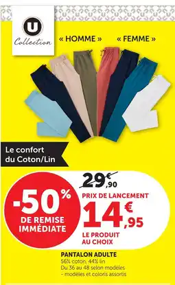 Super U U collection pantalon homme offre