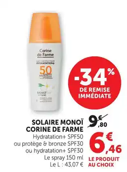 U Express Corine de farme solaire monoï offre