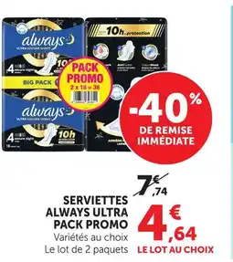 U Express Always serviettes ultra pack promo offre