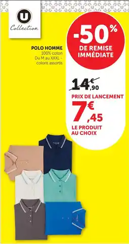 Super U U collection polo homme offre