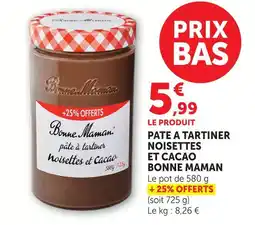 U Express Bonne maman pâte à tartiner noisettes et cacao offre