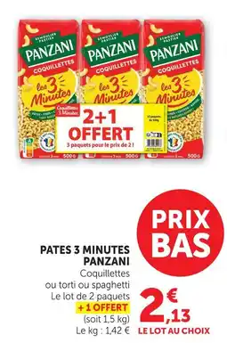 U Express Panzani pâtes 3 minutes coquillettes offre