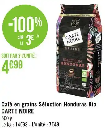 Géant Casino Carte noire café en grains sélection honduras bio offre