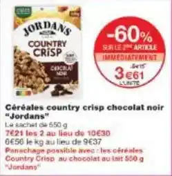 Monoprix Jordans - céréales country crisp chocolat noir offre