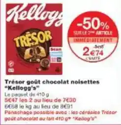 Monoprix Kellogg's - tresor goût chocolat noisettes offre