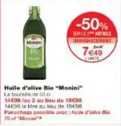 Monoprix Monini - huile d'olive bio offre