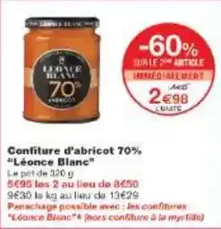 Monoprix Léonce blanc - confiture d'abricot 70% offre