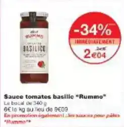 Monoprix Rummo - sauce tomates basilic offre