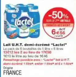 Monoprix Lactel - lait u.h.t. demi-écrémé offre