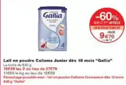 Monoprix Gallia - lait en poudre calisma junior dès 18 mois offre