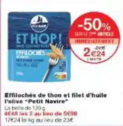 Monoprix Petit navire - effilochés de thon et filet d'huile l'olive petit offre