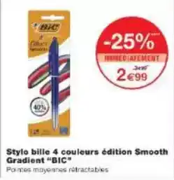 Monoprix Bic - stylo bille 4 couleurs édition smooth gradient bic offre