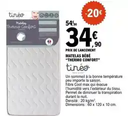 E.Leclerc Tinéo - matelas bébé thermo confort offre