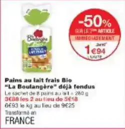 Monoprix Pains au lait frais bio offre