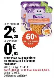 E.Leclerc Blédina - petit plat salé blédiner ou morceaux à dévorer offre