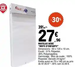 E.Leclerc Mots d'enfants - matelas bébé mots d'enfants offre