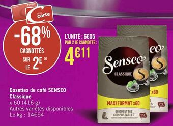 Géant Casino Senseo dosettes de café classique offre