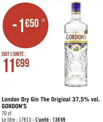 Géant Casino Gordon’s london dry gin the original 37,5% vol. offre