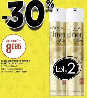 Géant Casino L'oréal laque satin fixation normale classic 118 offre
