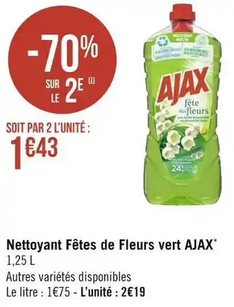 Géant Casino Ajax nettoyant fêtes de fleurs vert* offre