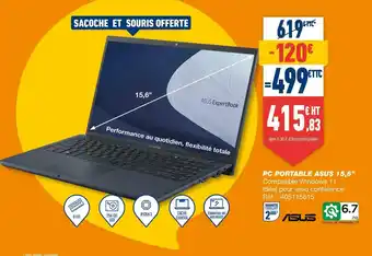 Bureau Vallée Asus pc portable 15,6’’ offre