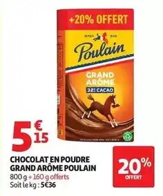 Auchan Supermarché Poulain - chocolat en poudre grand arôme offre
