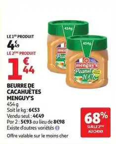 Auchan Supermarché Menguy's - beurre de cacahuètes offre