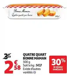 Auchan Supermarché Bonne maman - quatre quart offre