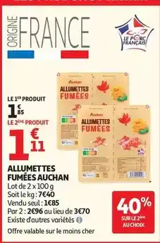 Auchan Supermarché Auchan - allumettes fumées offre