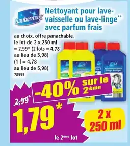 Norma SAUBERMAX Nettoyant pour lave- vaisselle ou lave-linge avec parfum frais offre