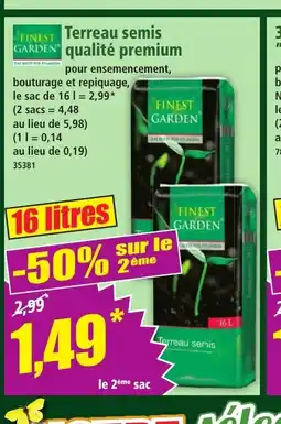 Norma FINEST GARDEN Terreau semis qualité premium offre