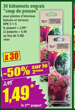 Norma 30 bâtonnets engrais coup de pousse offre