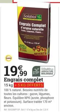 Espace emeraude SOLABIOL Engrais complet offre