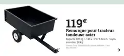 Espace emeraude Remorque pour tracteur tondeuse acier offre