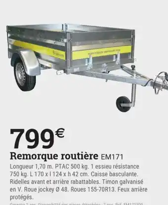 Espace emeraude Remorque routière EM171 offre