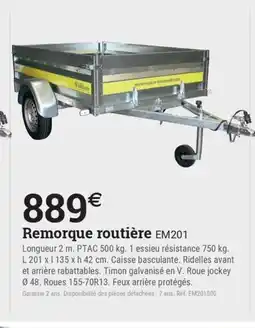 Espace emeraude Remorque routière EM201 offre