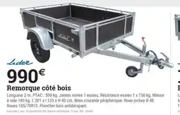 Espace emeraude Remorque côté bois offre